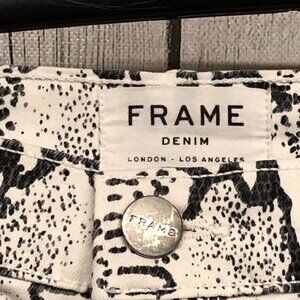 Frame Ali High-Rise Cigarette Python-Print Jeans Size 28  **